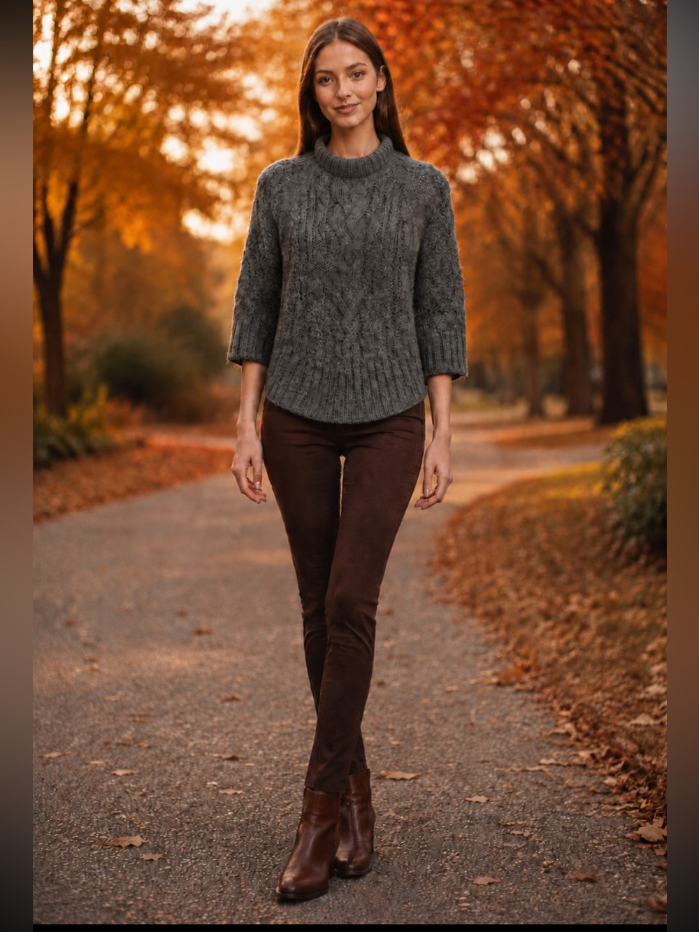 🎅 Banana Republic Gray Cable Knit Mock Neck Sweater Italian Yarn Women’s S